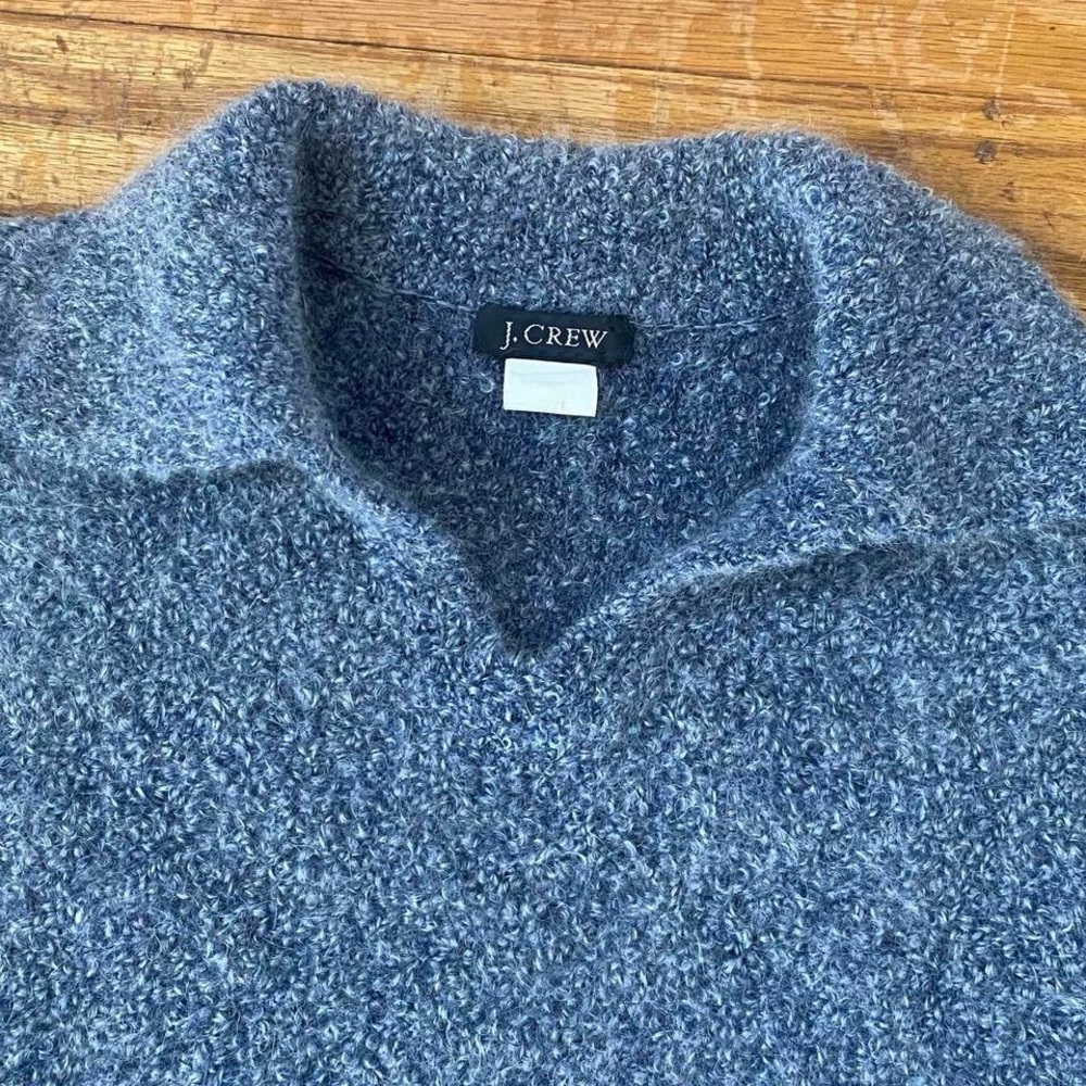 FUZZY LIGHT BLUE COLLARED PULLOVER SWEATER - image 4